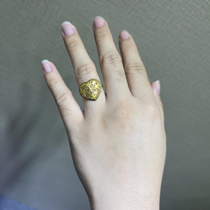 Heart yellow gold ring 23k-cincin emas hati/Diamond Jewelry