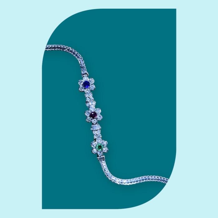 Diamond Bangle Three Colorstone - Gelang Berlian - Diamond Jewelry