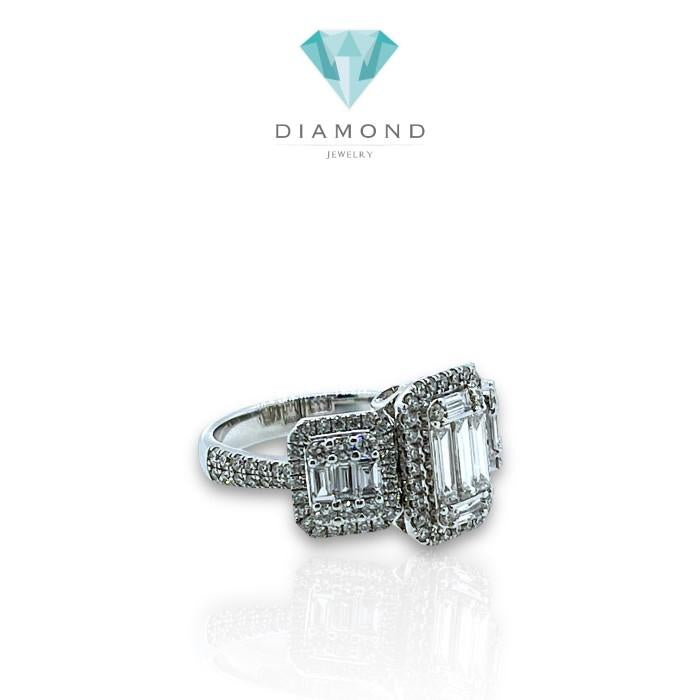 Tri baguette Diamond Ring 18K/ cincin berlian