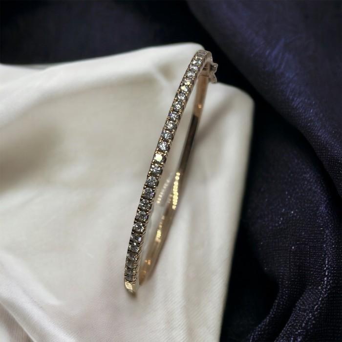 Diamond Bangle Half pave moon 18k rose gold-Diamond Jewelry