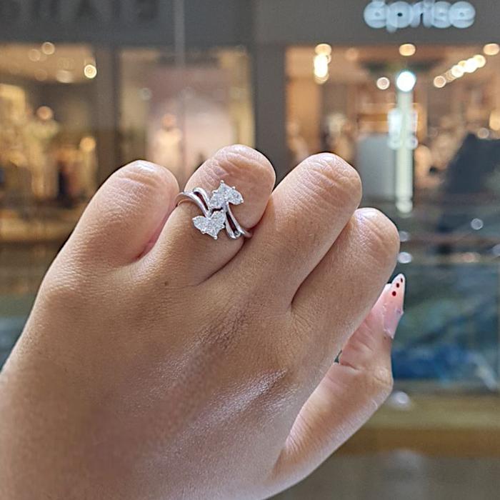 Double Heart Diamond Ring 18K / Diamond Jewelry