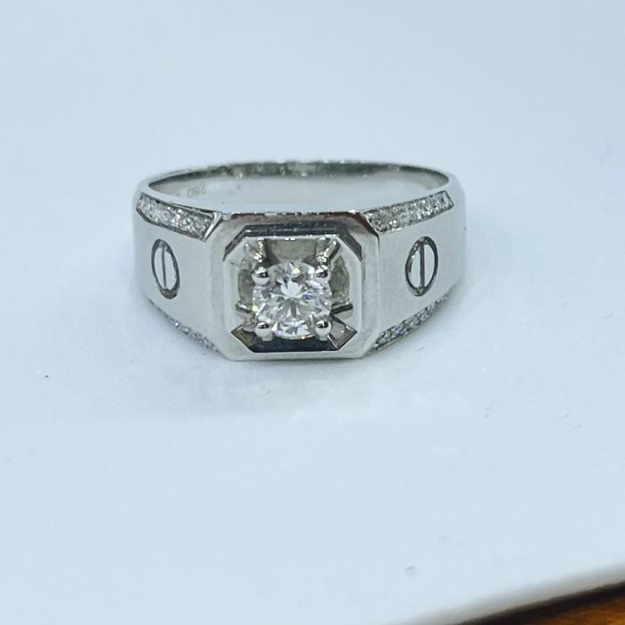 Diamond Man ring Retro /cincin pria 18K White gold-Diamond Jewelry