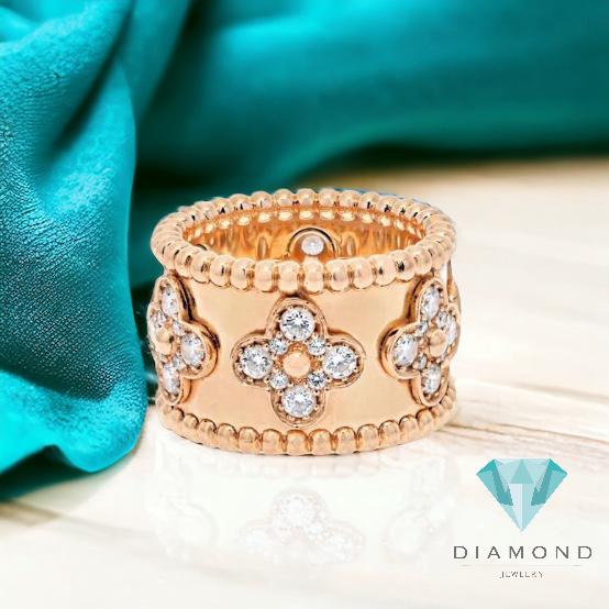 Perlee diamond clover wide ring/ cincin emas berlian perlee clover 18k-Diamond Jewelry