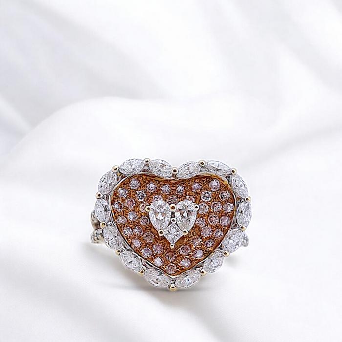 Love Pink Diamond Ring 18K / Diamond Jewelry/Cincin berlian pink heart diamond ring