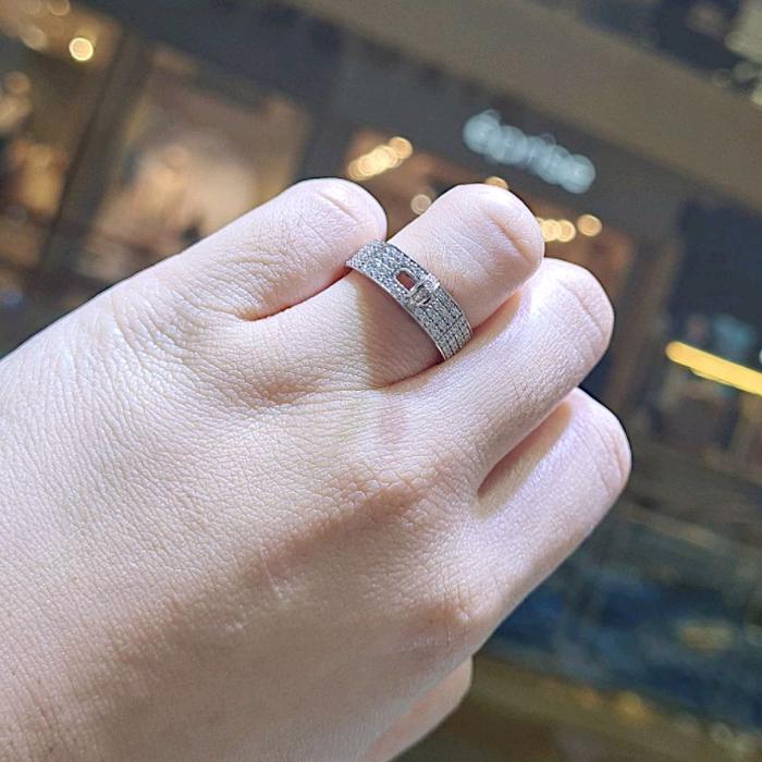 Cincin HR Half Diamond White Gold 18K-Diamond Jewelry