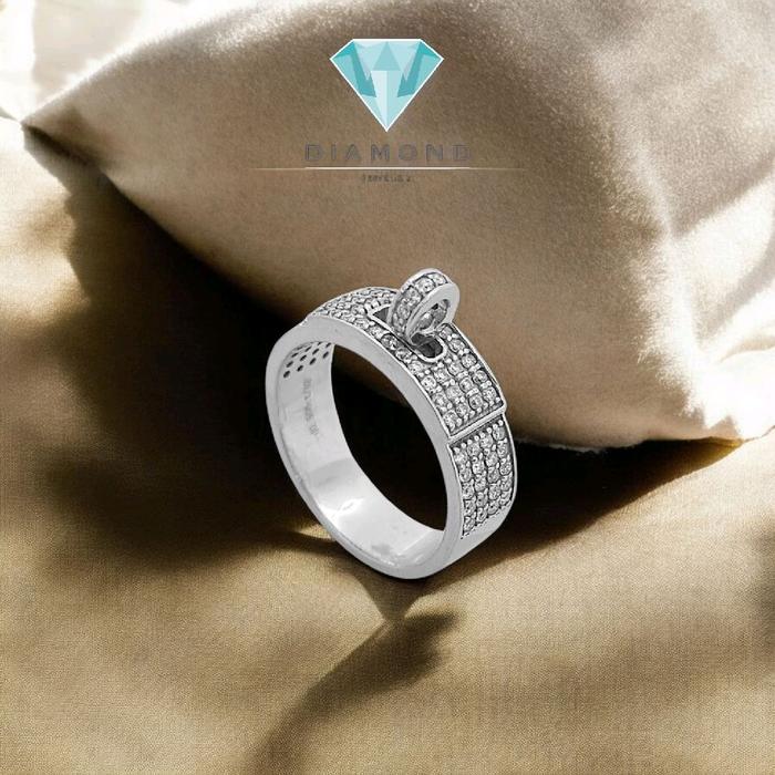 Cincin HR Half Diamond White Gold 18K-Diamond Jewelry