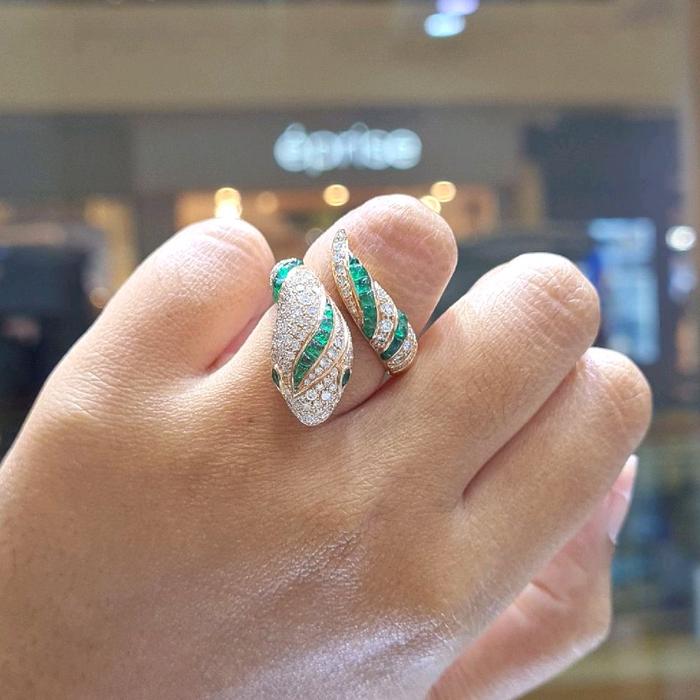 Emerald Ulo Serpenti Ring 18K / Cincin Emerald Ulo Serpenti 18K / Diamond Jewelry 14CBD33250RB