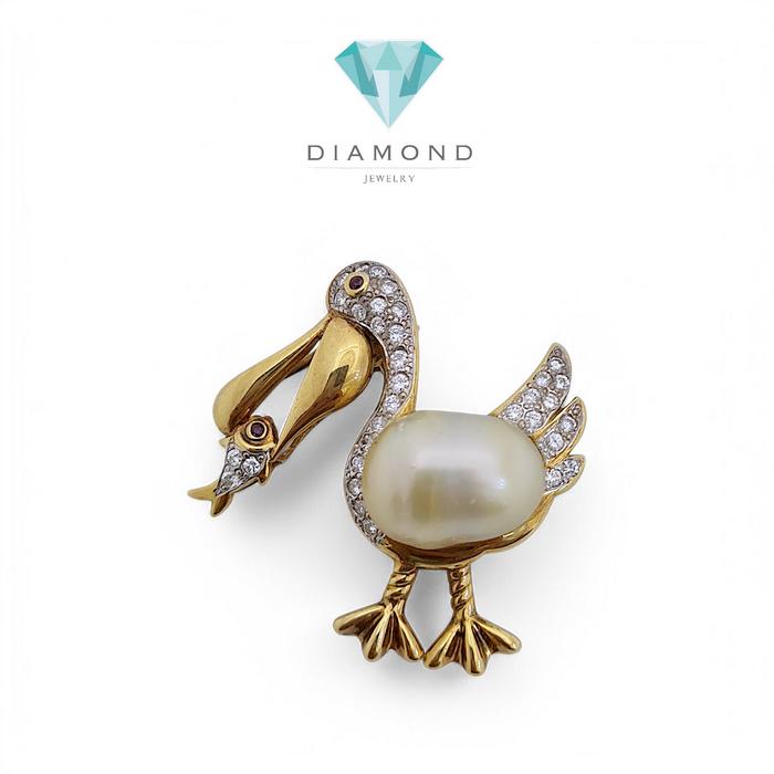 Pelikan Pearl Diamond Clip 18K / Diamond Jewelry