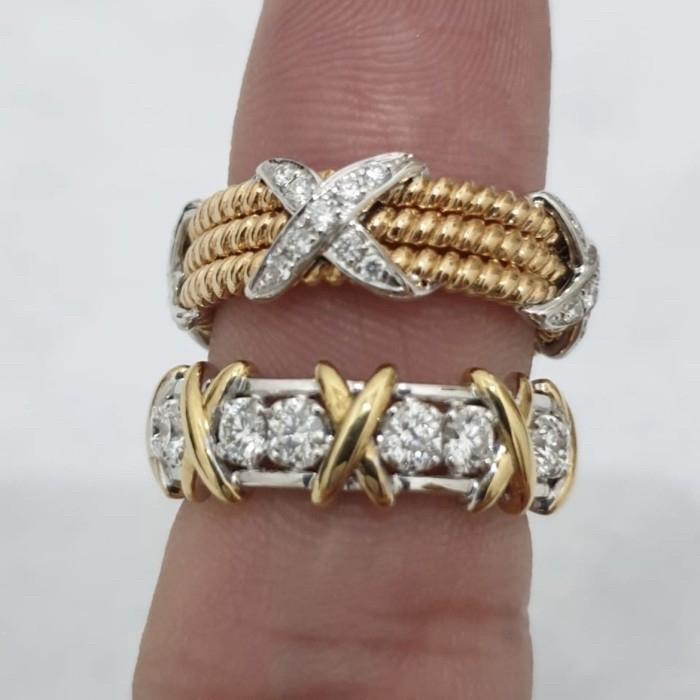 Vintage Diamond Ring cross x 18K Diamond Jewelry