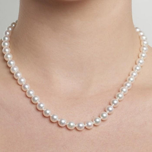 7mm-7.5mm Natural White Akoya Pearl Necklace AAA