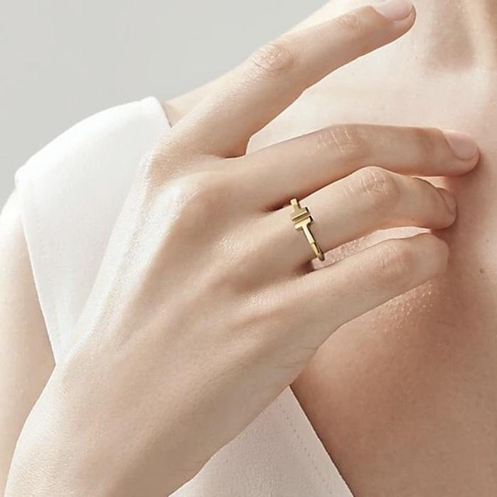 Cincin emas double t signature t1 ring 18k-Diamond Jewelry