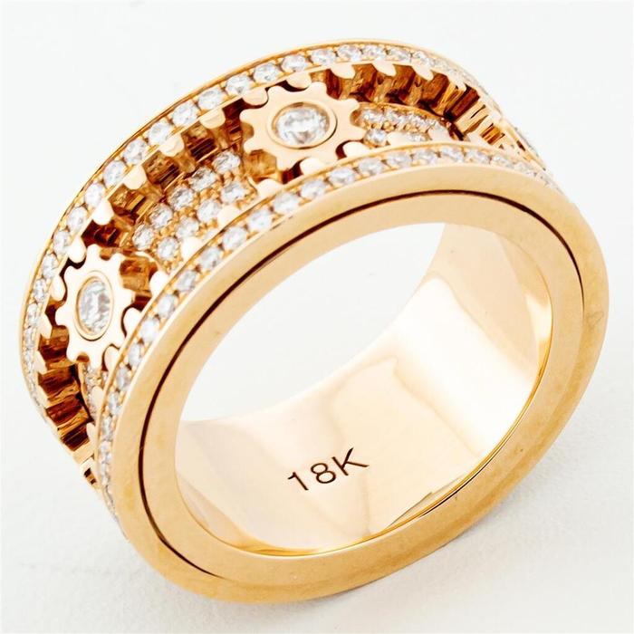 Diamond Spinning Gear Ring 18K Rose Gold-Diamond Jewelry