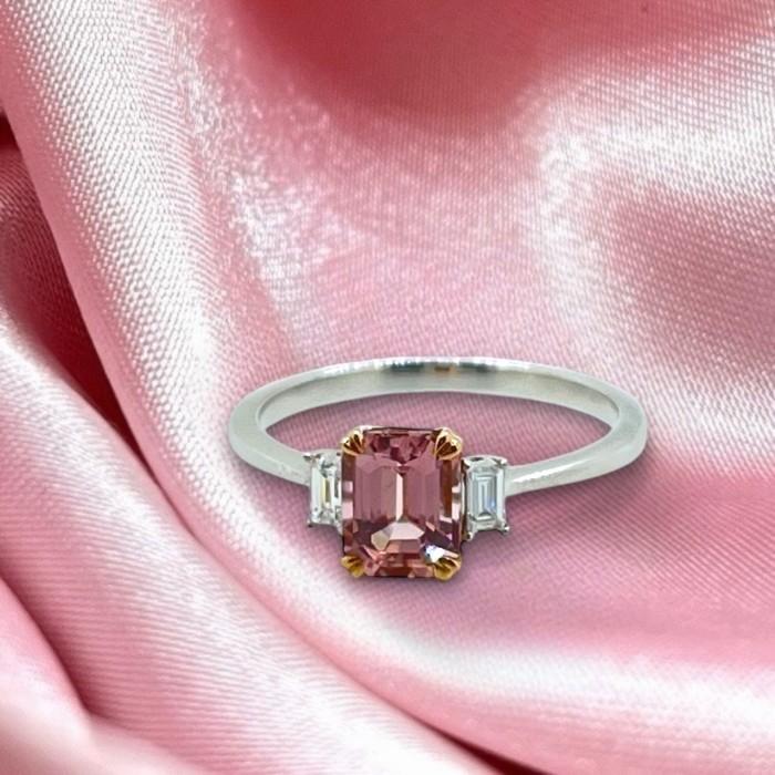 Tourmalinw pink Diamond Ring 18K/Cincin berlian pink turmalin