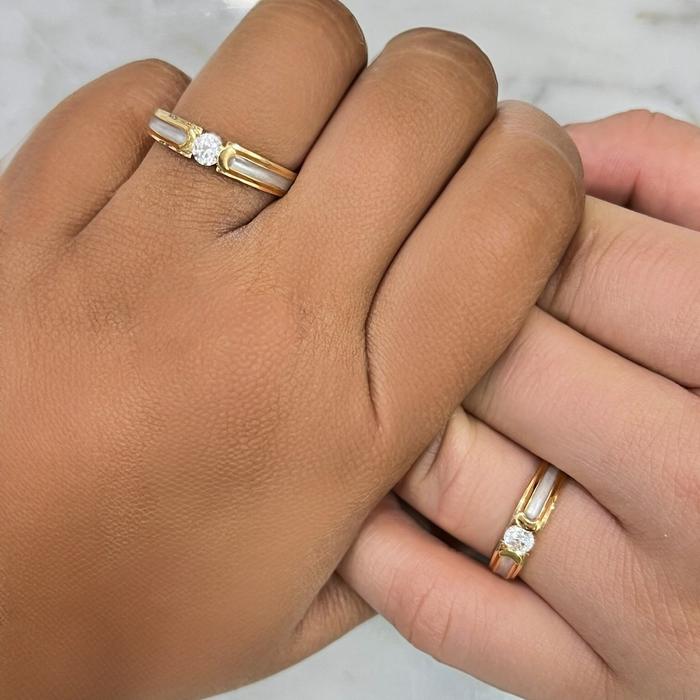 Cincin Kawin Emas 16K dualtone- Diamond Jewelry