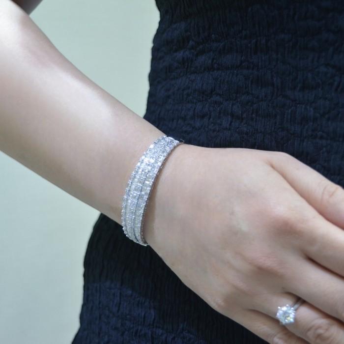 Baguette Emerald Diamond Bracelet 18k -Diamond Jewelry- Gelang Perhiasan Emas Berlian
