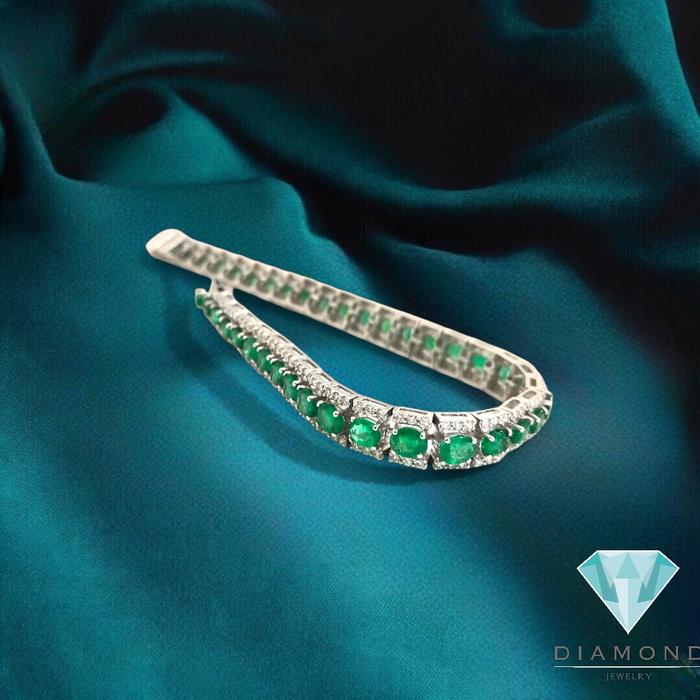 Diamond Emerald Bracelet tennis -gelang berlian tennis jamrud emerald keliling 18K