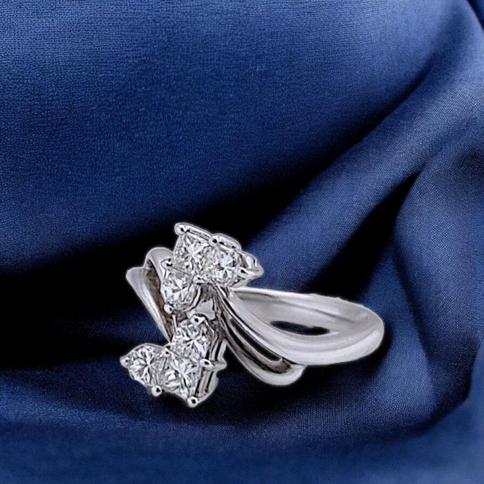 Double Heart Diamond Ring 18K / Diamond Jewelry