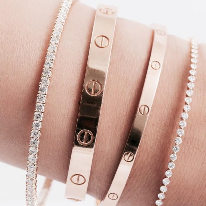 Diamond Bangle Tennis- Gelang Berlian - Diamond Jewelry - White 03070445