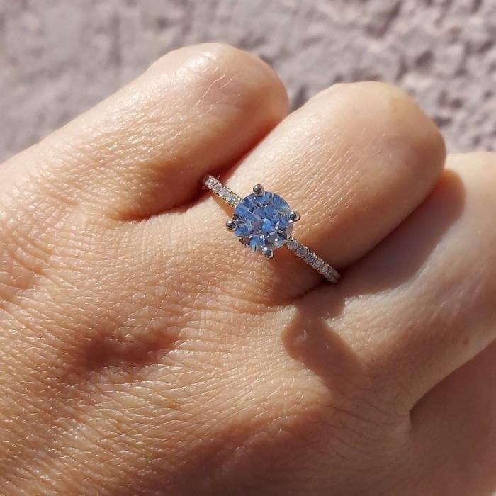 Cincin emas putih asli 18 krt swarozki Diamond Jewelry size(7-10)