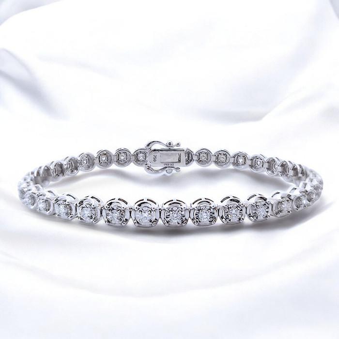 Tennis Diamond Round illusion Bracelet 18K / Diamond Jewelry