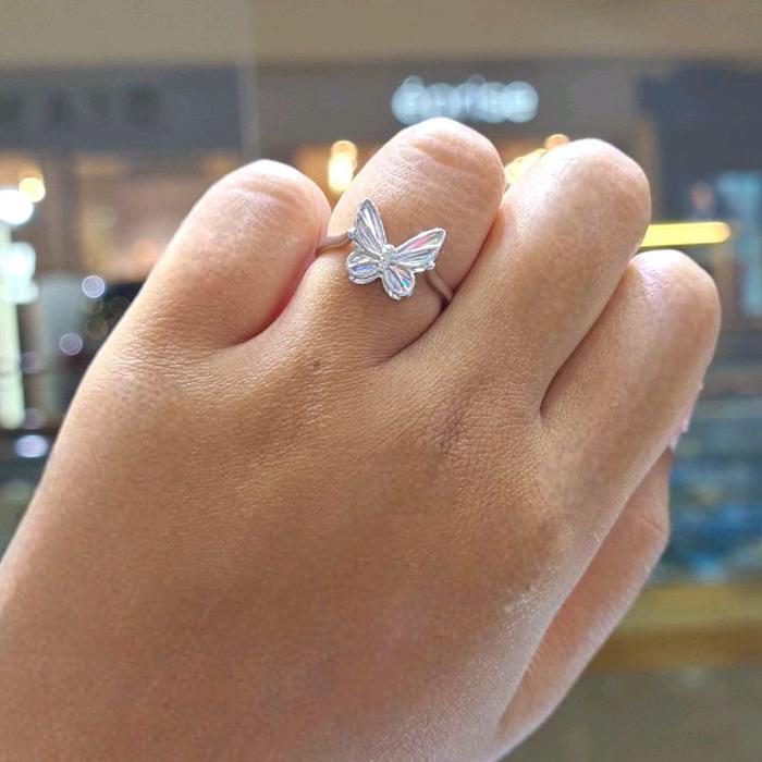 Butterfly Diamond Rainbow Sparkle Ring 18K / Diamond Jewelry/ cincin berlian kupu