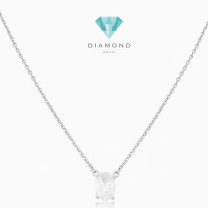 Oval Kristal White Gold 18K Necklace-1MS3LSNEWOVAL-HT