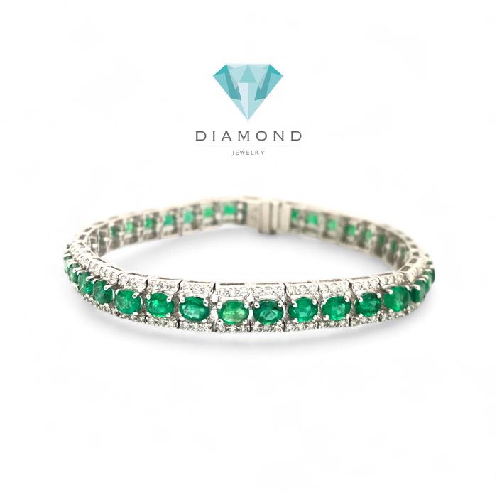 Diamond Emerald Bracelet tennis -gelang berlian tennis jamrud emerald keliling 18K