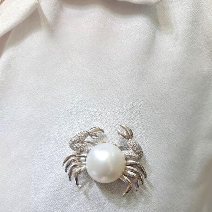 Crab Pearl Diamond Clip 18K / Diamomd Jewelry