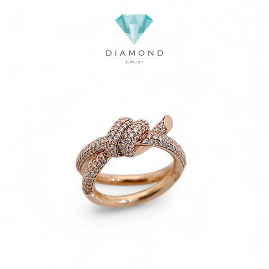 Double Row Diamond knot tif 18k pave diamond Ring / Diamond Jewelry