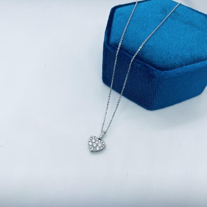 Diamond pave heart pendant 18K white gold-Diamond Jewelry