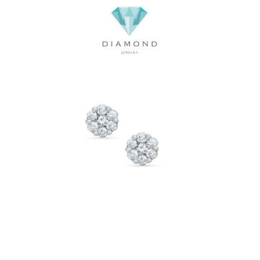 Anting diamond lotus emas putih white gold 18 krt Diamond Jewelry