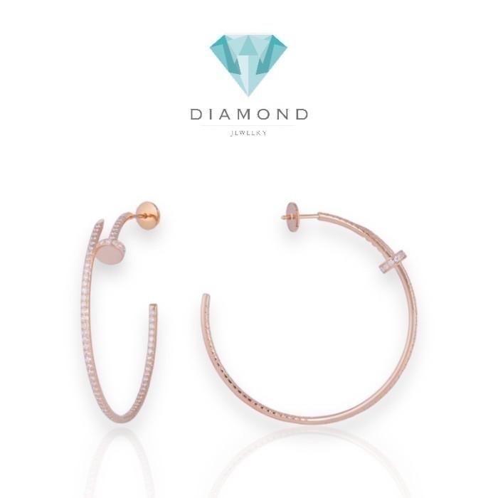 Pave hoop juste diamond earring 18k rose gold-Diamons Jewelry