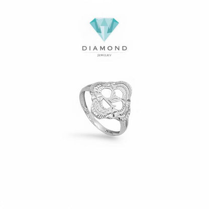 Cincin Mas Putih Clover lv 750-Diamond Jewelry