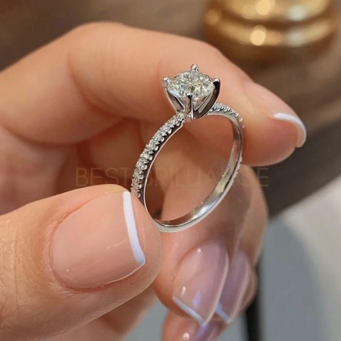 Solitaire lab ground diamond ring 18k-Elsy Jewelry