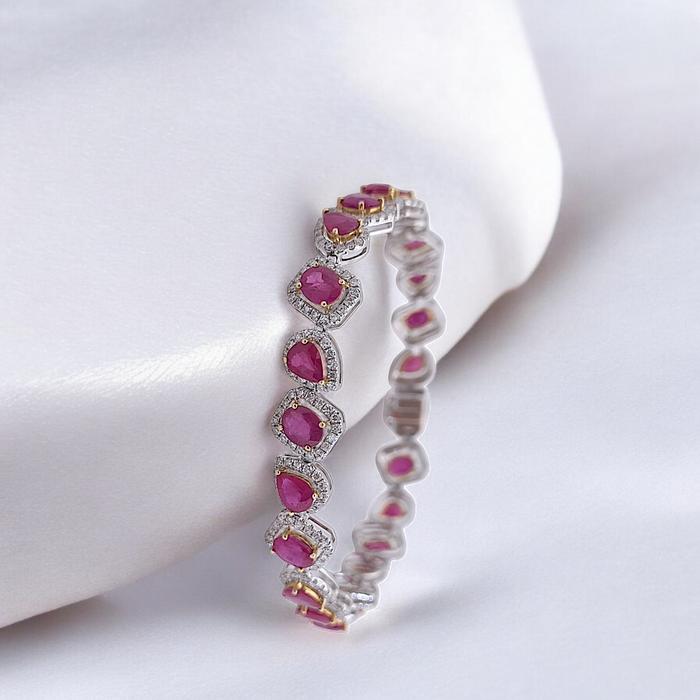 Tennis Ruby Diamond Ring 18K / Diamond Jewelry
