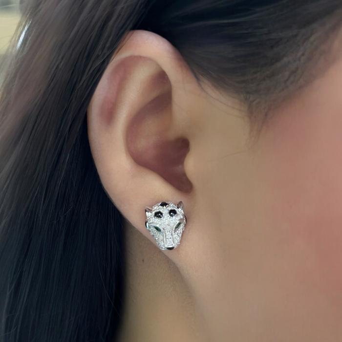 Panthere Full Diamond Earrings / Diamond Jewelry-360ABD16000RY-HT