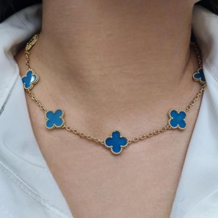 Vintage Alhambra Blue Agate 10Clover 18K / Diamond Jewelry-84KBD160000AB-HT