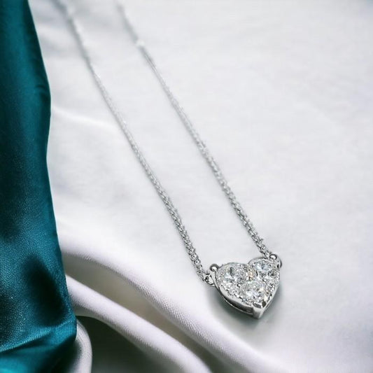 Heart Diamond necklace 18k white gold-Diamond Jewelry