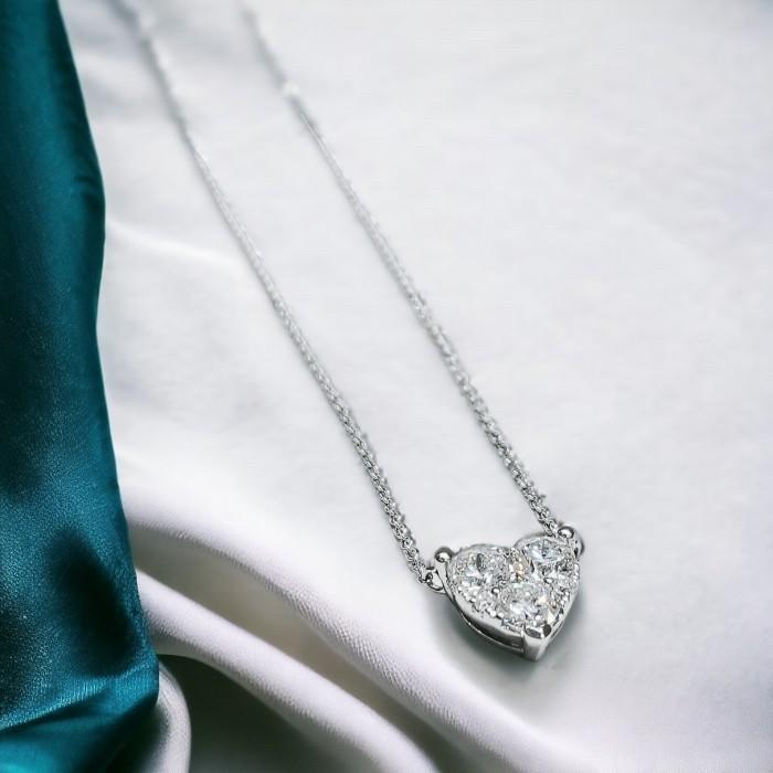 Heart Diamond necklace 18k white gold-Diamond Jewelry