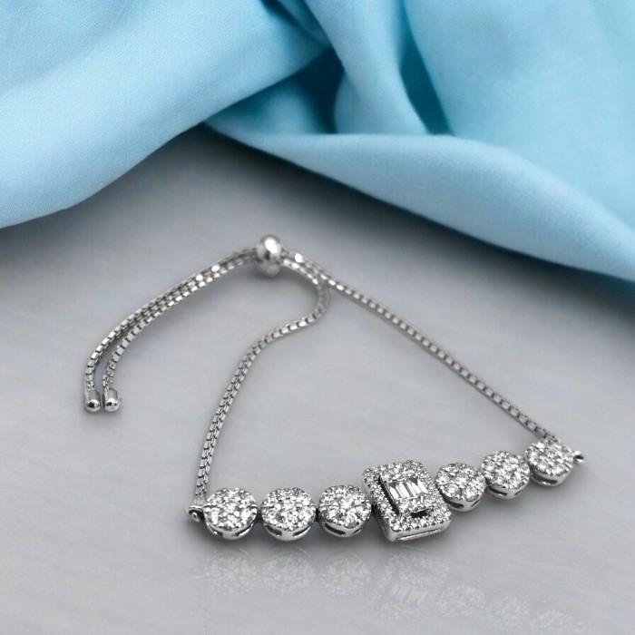Gelang berlian baguette serut/ diamont adjustable bracelet/gelang berlian serut wanita 18K Diamond Jewelry
