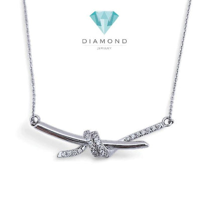 Knot Diamond Necklace 18K / Diamond Jewelry-390KBD5131SD-HT