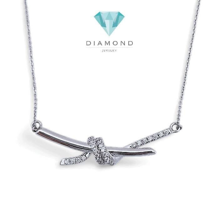 Knot Diamond Necklace 18K / Diamond Jewelry-390KBD5131SD-HT