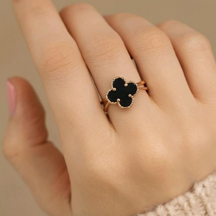 Clover Black Gold Ring 700K-Diamond Jewelry-420CMS237LS-HT