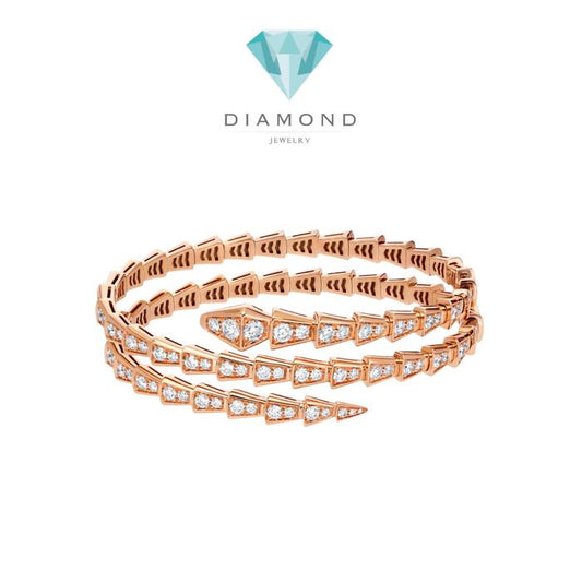 Snake pave viper diamond two row 18 gold Diamond Jewelry