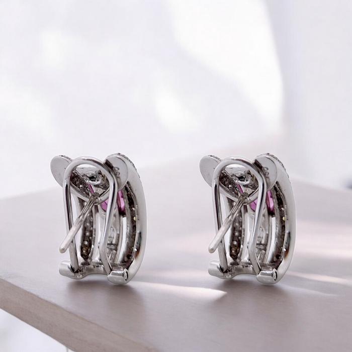 Pink Sapphire Diamond Earrings / Diamond Jewelry