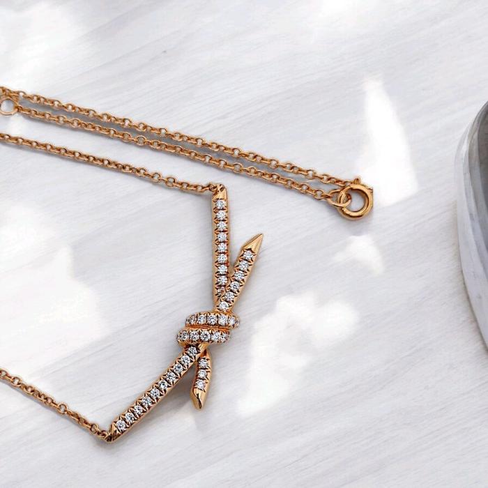 Knot Diamond Necklace 18K / Diamond Jewelry