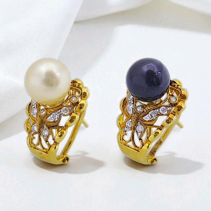 Butterfly Duo Color Diamond Earring 18K / Diamond Jewelry 43AMGT522WP