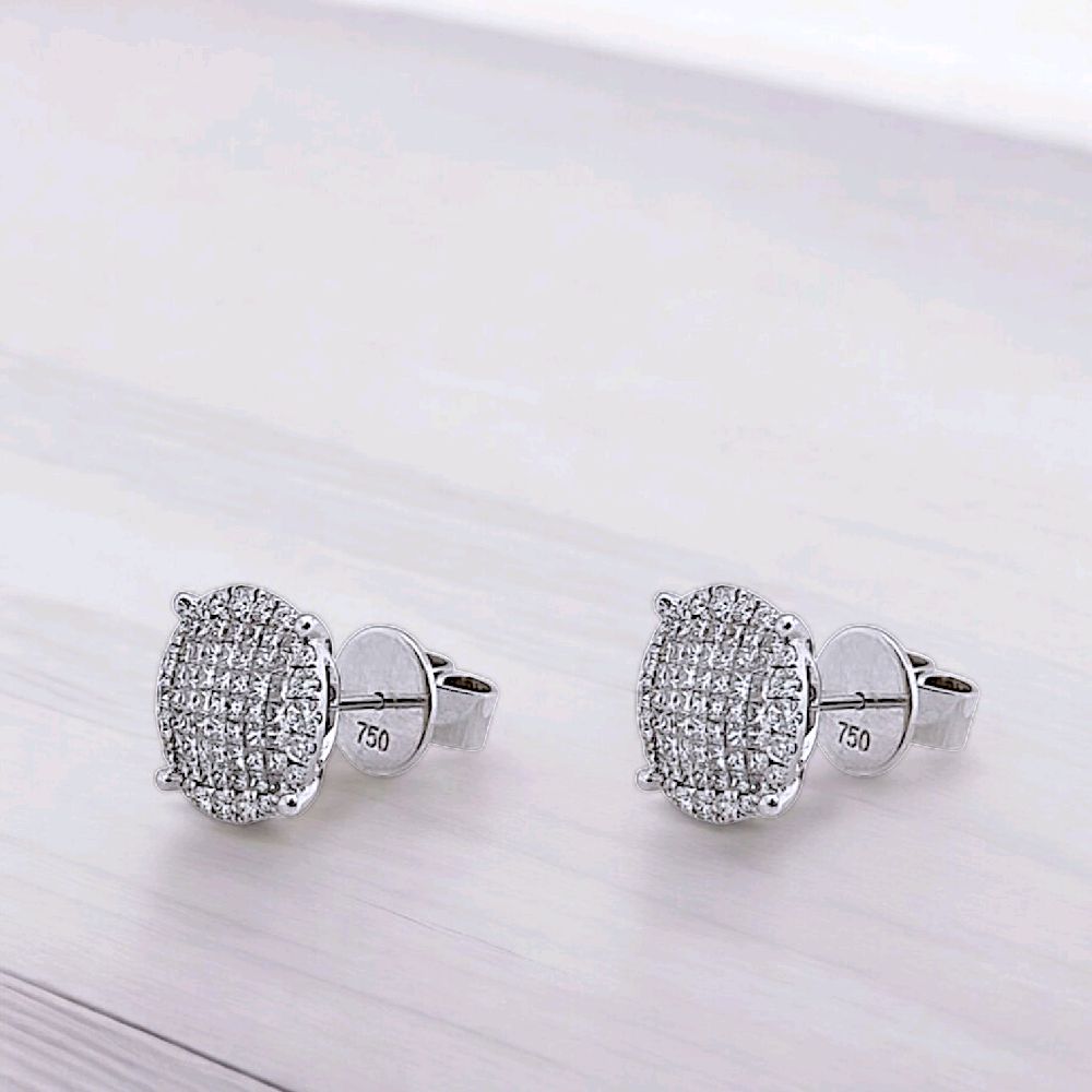 Mega Round Diamond Earring 18K-Diamond Jewelry-18ABKV2308WP-HT