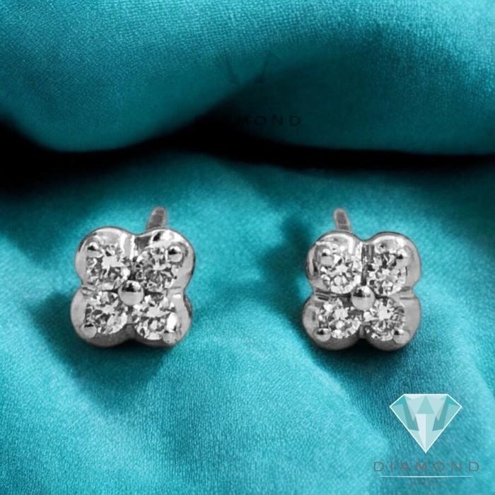 Giwang berlian jacket bunga 18k/diamond earring flower clover jacket 18k-Diamond Jewelry