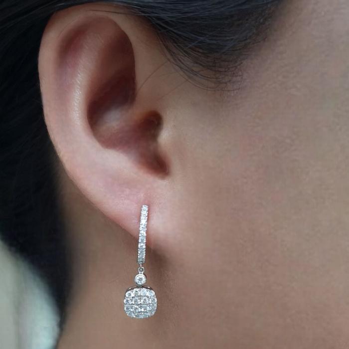 Cushion Diamond Earrings 18K / Diamond Jewelry